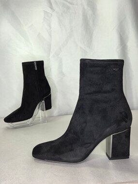 DKNY Cavale Stretch Booties - Black Suede, Size 5
